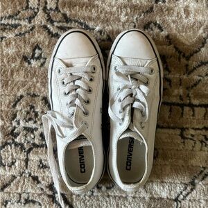 White leather converse shoes